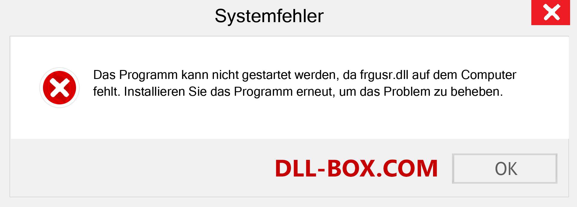 frgusr.dll-Datei fehlt?. Download für Windows 7, 8, 10 - Fix frgusr dll Missing Error unter Windows, Fotos, Bildern